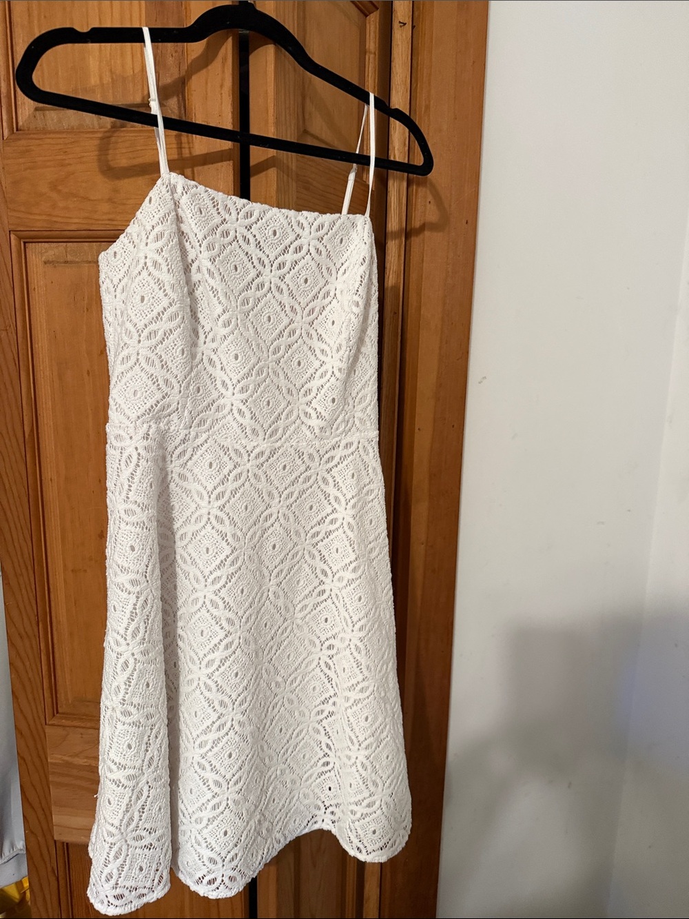Anthropologie White Crochet Lace Spaghetti-Strap Mini Dress